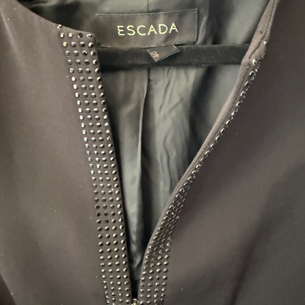Escada Black silk studded zip up evening jacket Sz 40 - Picture 5 of 7